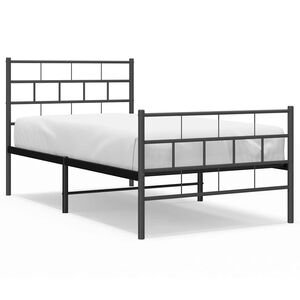 vidaXL Metal Bed Frame without Mattress with Footboard Black 100x200cm