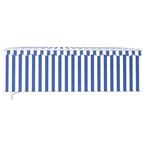 vidaXL Manual Retractable Awning with Blind 4x3m Blue&White