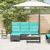 vidaXL Reclining Garden Sofa with Cushions L-shaped Black Poly Rattan