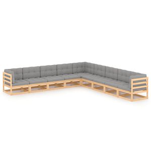vidaXL 9 Piece Garden Lounge Set with Cushions Solid Pinewood