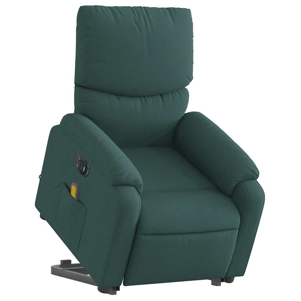 vidaXL Electric Stand up Massage Recliner Chair Dark Green Fabric
