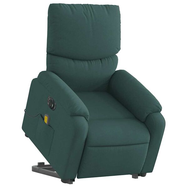 vidaXL Electric Stand up Massage Recliner Chair Dark Green Fabric