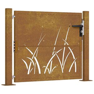 vidaXL Garden Gate 105x105 cm Corten Steel Grass Design