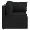 vidaXL Garden Corner Sofa with Cushions Black Poly Rattan