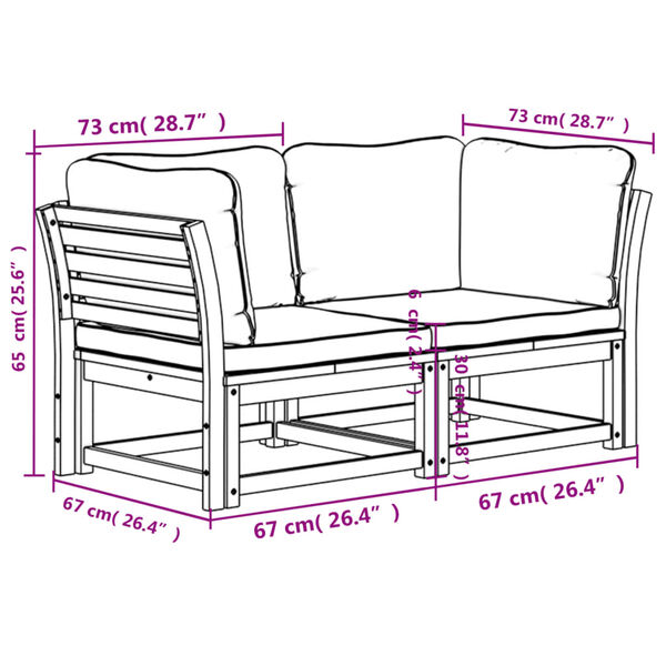 vidaXL Garden Sofa with Cushions 2-Seater Solid Wood Acacia