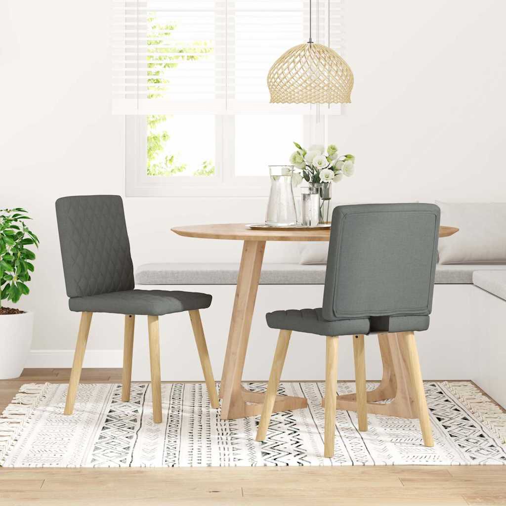 vidaXL Dining Chairs 2 pcs Dark Grey Fabric