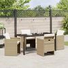 vidaXL Garden Dining Set with Cushion 5 pcs Beige Poly Rattan