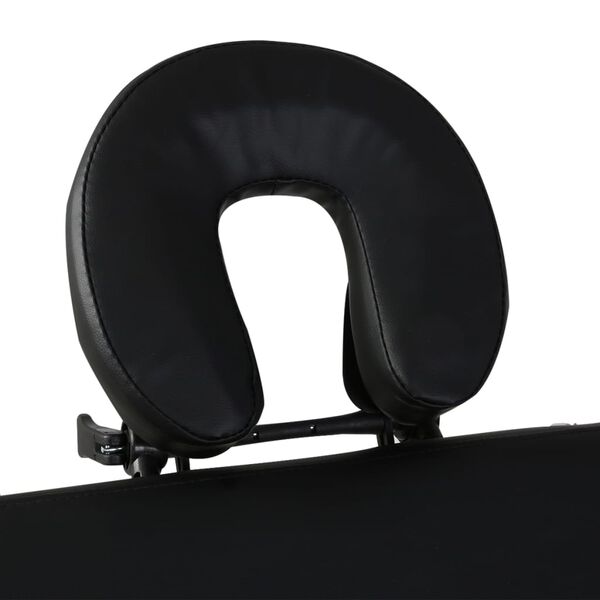 vidaXL Black Foldable Massage Table 3 Zones with Wooden Frame