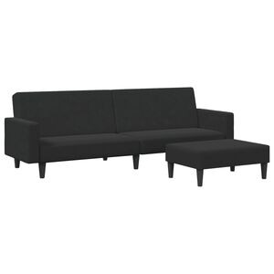 vidaXL 2-Seater Sofa Bed with Footstool Black Velvet