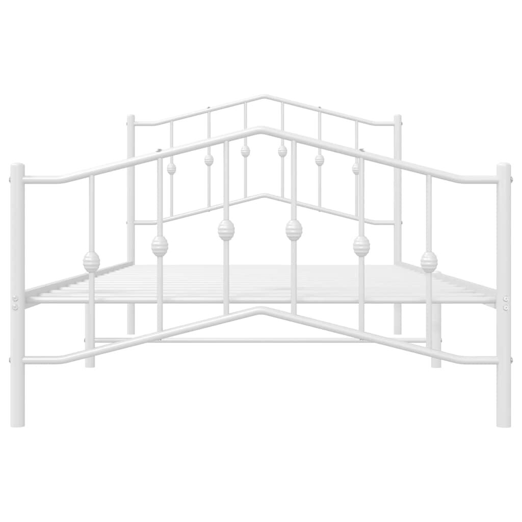 vidaXL Metal Bed Frame without Mattress with Footboard White 100x200cm