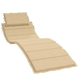 vidaXL Sun Lounger Cushion Melange Beige 186x58x4 cm Fabric