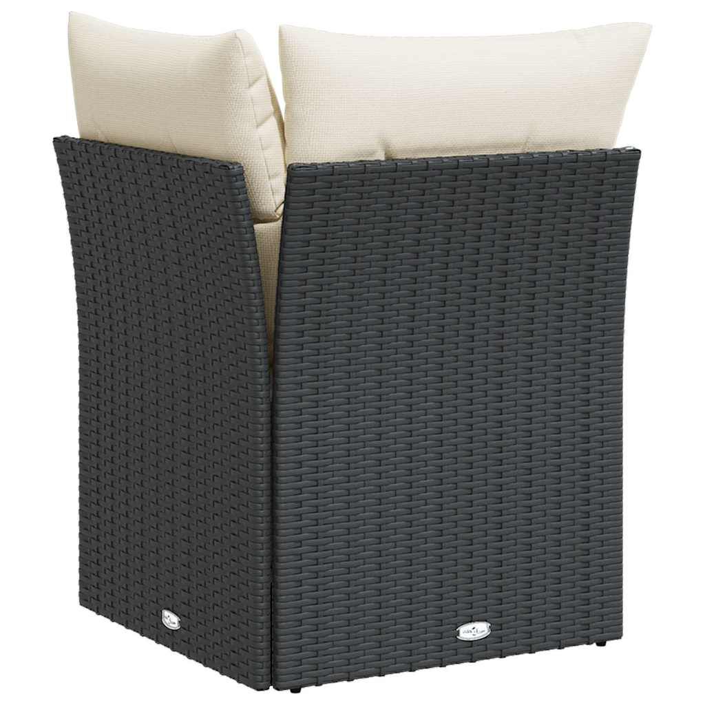 vidaXL Garden Sofa Corner with Cushions Black Poly Rattan