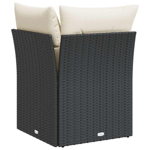 vidaXL Garden Sofa Corner with Cushions Black Poly Rattan