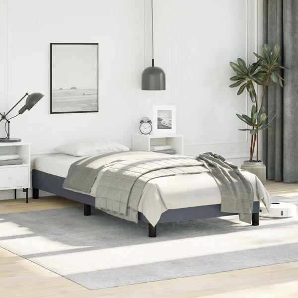vidaXL Bed Frame without Mattress Dark Grey 100x190 cm Twin Velvet