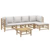 vidaXL 6 Piece Garden Lounge Set with Light Grey Cushions Bamboo