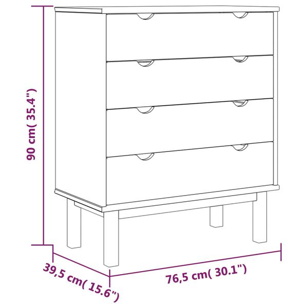 vidaXL Drawer Cabinet OTTA 76.5x39.5x90cm Solid Wood Pine