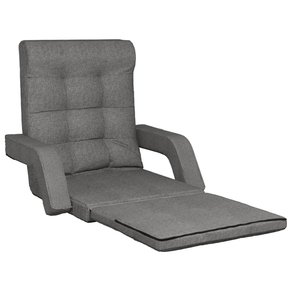 vidaXL Folding Floor Chair with Bed Function Light Grey Fabric