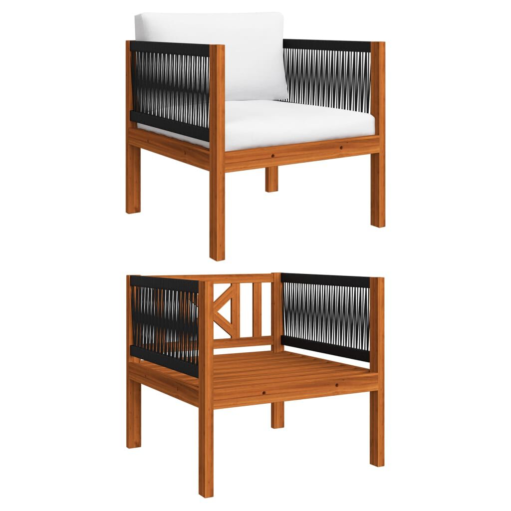 vidaXL 5 Piece Garden Lounge Set with Cushions Cream Solid Acacia Wood