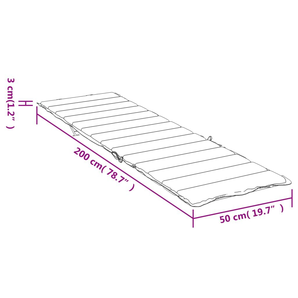 vidaXL Sun Lounger Cushion Grey 200x50x3cm Oxford Fabric