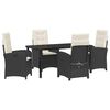 vidaXL Garden Dining Set with Cushion 5 pcs Black Poly Rattan
