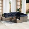 vidaXL Garden Sofa Set with Cushion 9 pcs Grey Poly Rattan