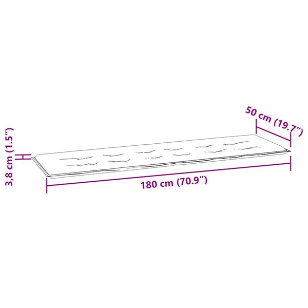 vidaXL Garden Bench Cushion Taupe 180x50x4 cm Oxford Fabric