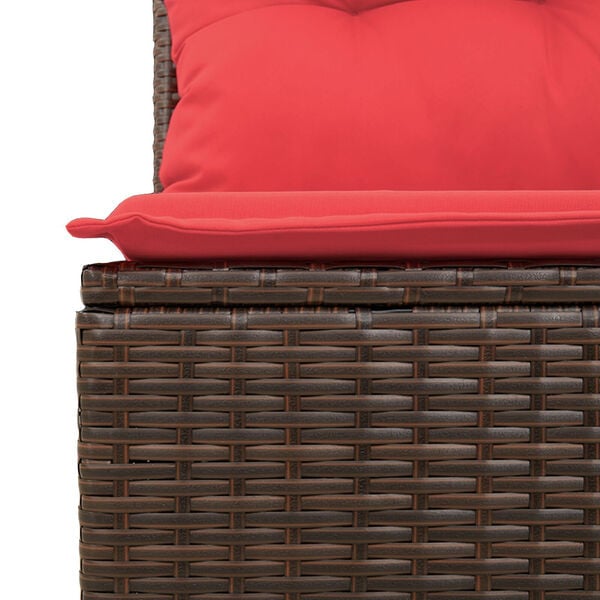vidaXL Garden Sofa Corner with Cushions Brown Poly Rattan