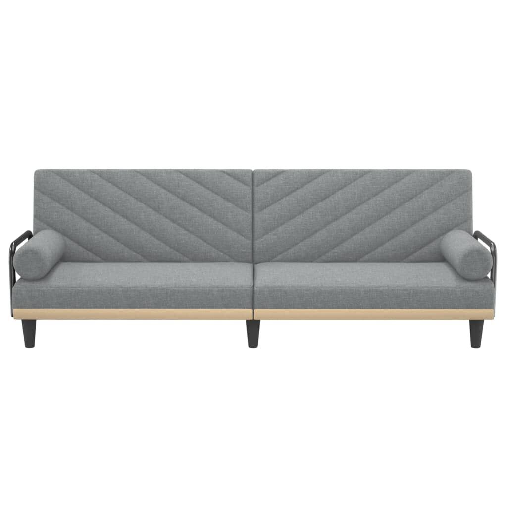 vidaXL Sofa Bed with Armrests Light Grey Fabric