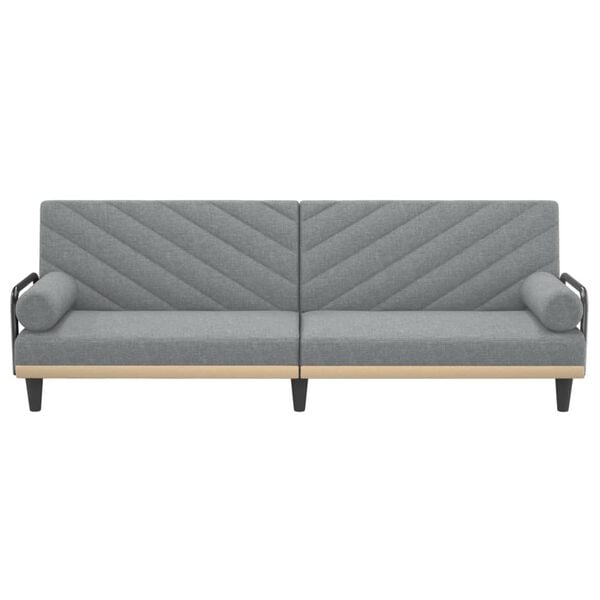 vidaXL Sofa Bed with Armrests Light Grey Fabric