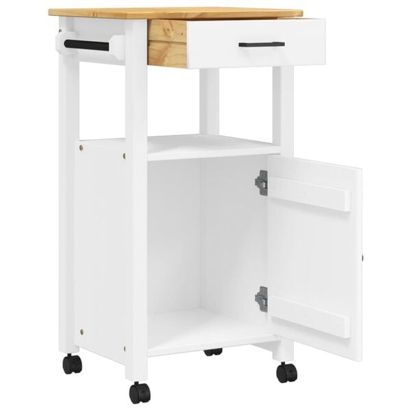vidaXL Kitchen Trolley MONZA 48x40x90 cm Solid Wood Pine