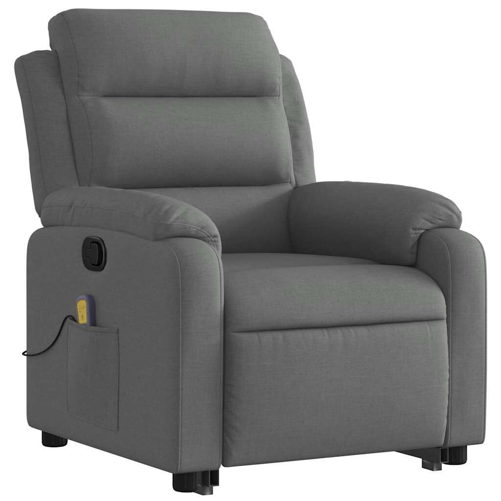 vidaXL Stand up Massage Recliner Chair Dark Grey Fabric