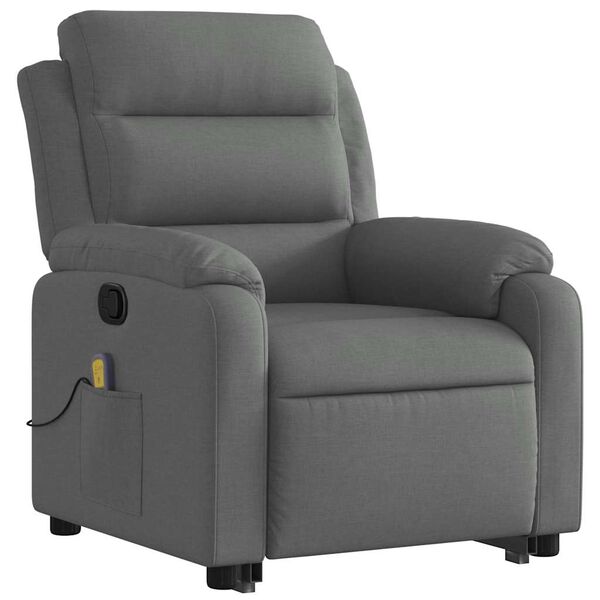 vidaXL Stand up Massage Recliner Chair Dark Grey Fabric