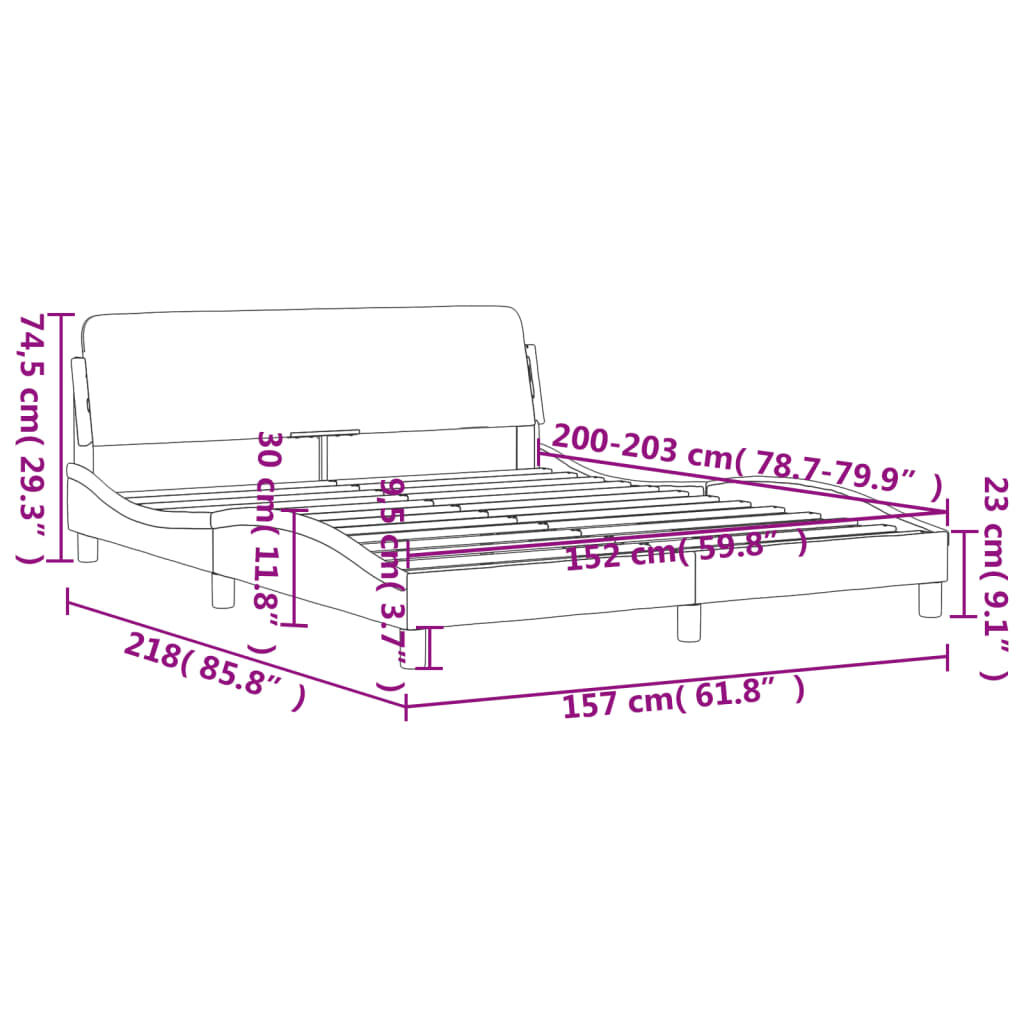 vidaXL Bed Frame without Mattress Black 152x203 cm Queen Faux Leather