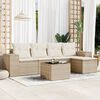 vidaXL 6 Piece Garden Sofa Set with Cushions Beige Poly Rattan