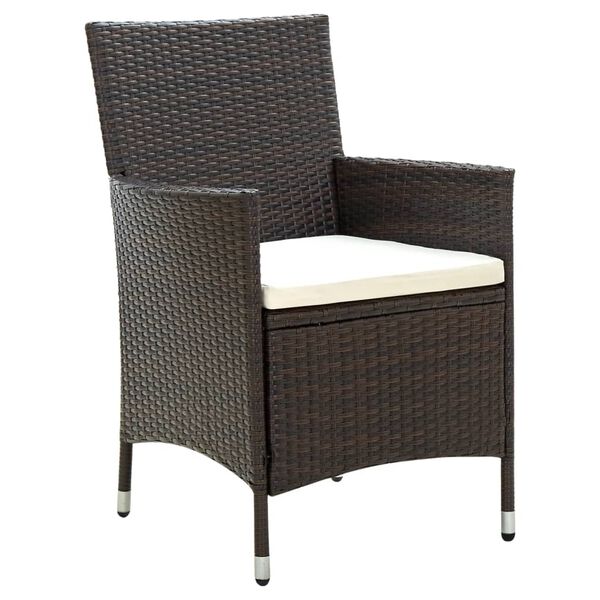 vidaXL Garden Chairs with Cushions 4 pcs Poly Rattan Brown