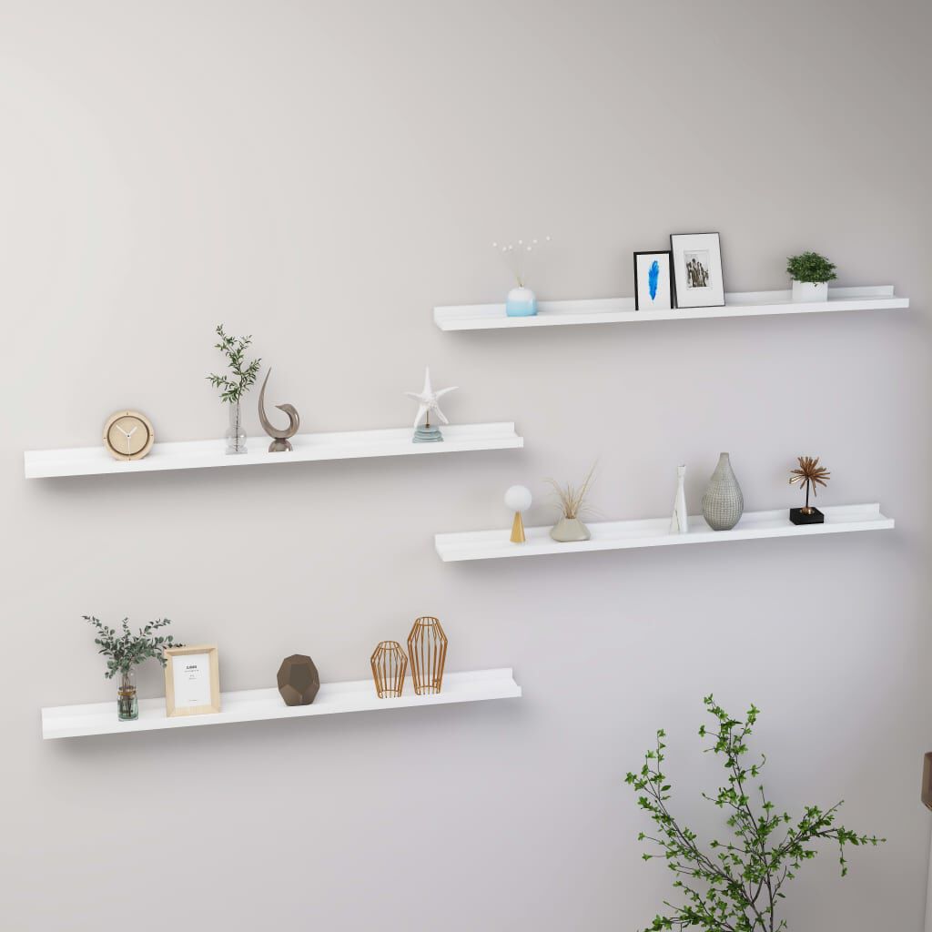 vidaXL Wall Shelves 4 pcs White 100x9x3 cm