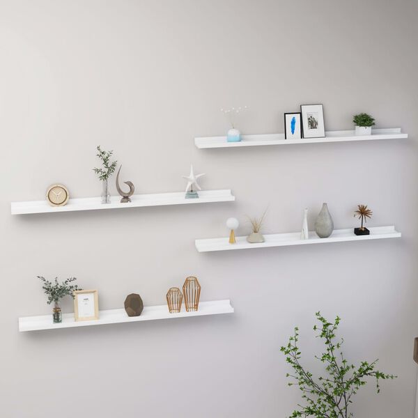 vidaXL Wall Shelves 4 pcs White 100x9x3 cm