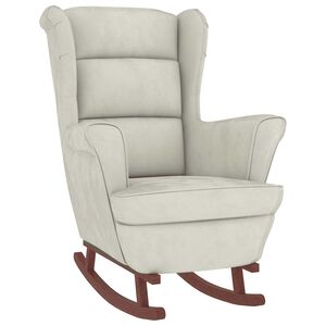 vidaXL Rocking Chair Wingback Cream Velvet and Solid Wood