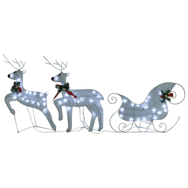 vidaXL Reindeer & Sleigh Christmas Decoration 100 LEDs Outdoor White