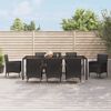 vidaXL 9 Piece Garden Dining Set with Cushions Black Poly Rattan
