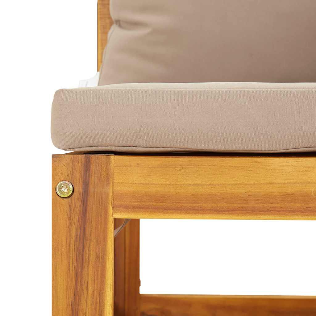 vidaXL Sectional Corner Sofa with Taupe Cushions Solid Wood Acacia