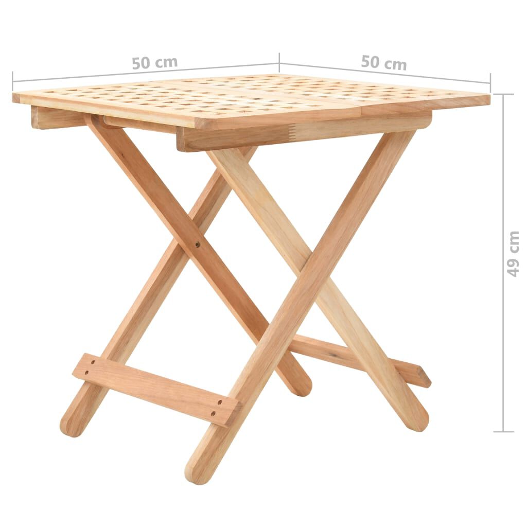 vidaXL Foldable Side Table Solid Walnut Wood 50x50x49 cm