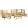 vidaXL 7 Piece Garden Lounge Set with Light Grey Cushions Bamboo