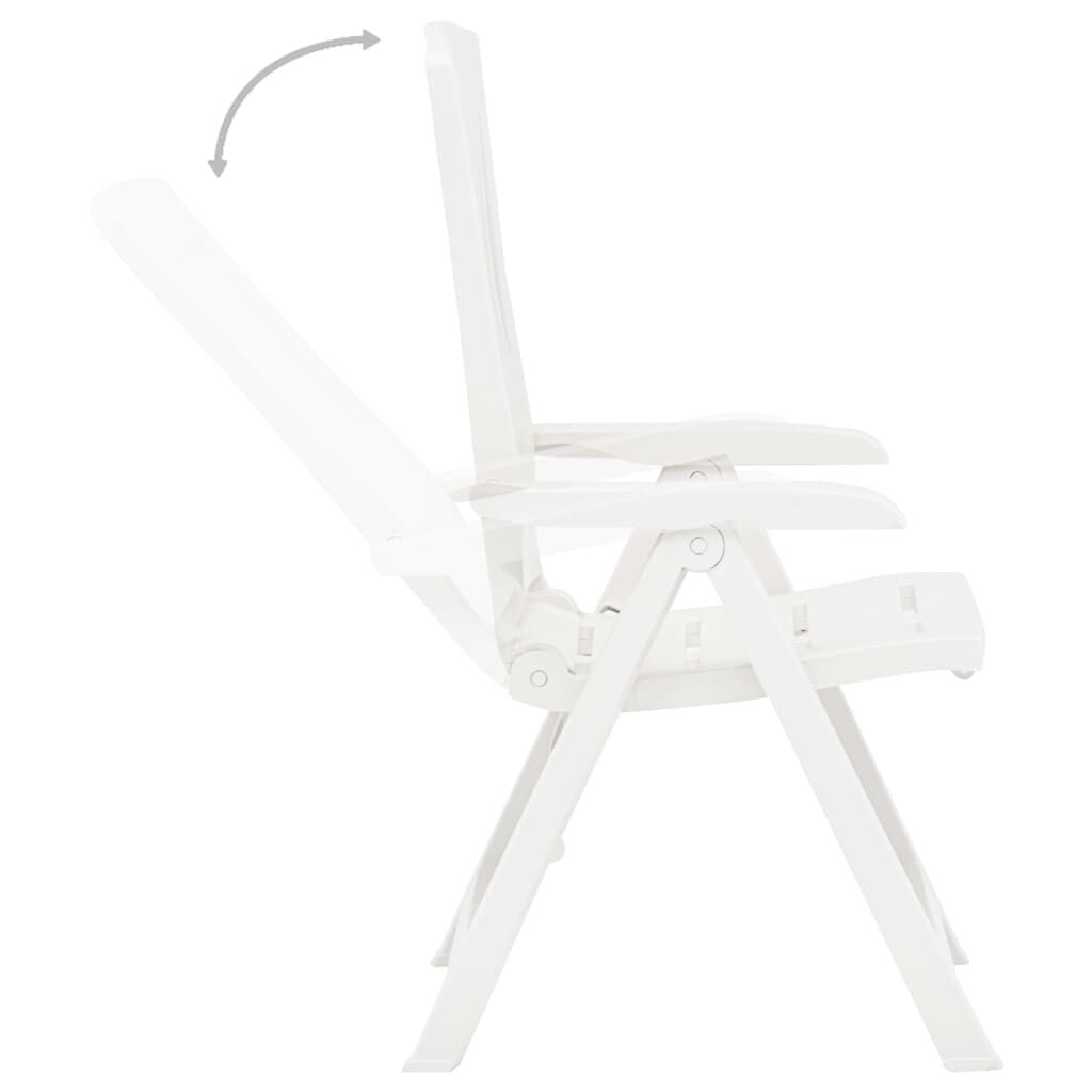 vidaXL Garden Reclining Chairs 2 pcs Plastic White