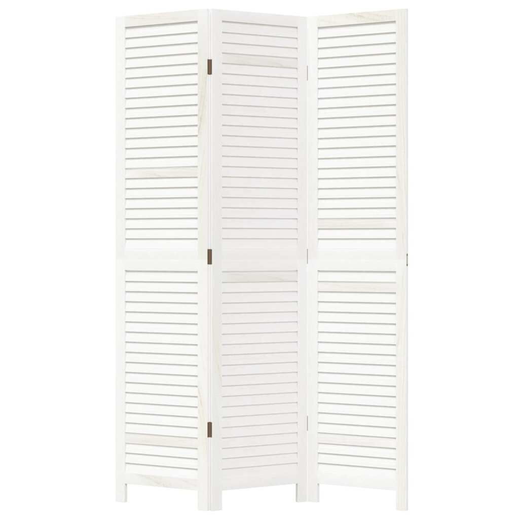 vidaXL Room Divider 3 Panels White Solid Wood Paulownia
