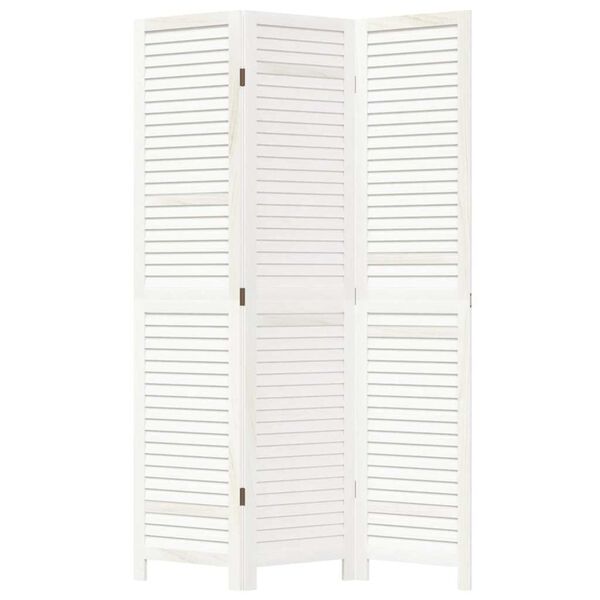 vidaXL Room Divider 3 Panels White Solid Wood Paulownia