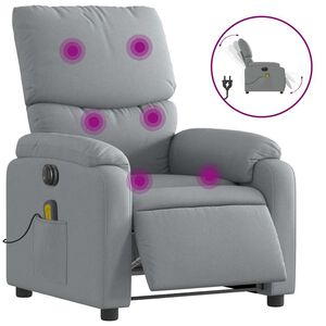 vidaXL Electric Massage Recliner Chair Light Grey Fabric