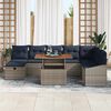 vidaXL Garden Sofa Set with Cushion 9 pcs Grey Poly Rattan