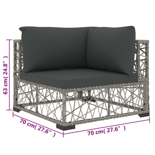 vidaXL 6 Piece Garden Lounge Set with Cushions Poly Rattan grey