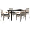 vidaXL 5 Piece Garden Dining Set with Cushions Grey Poly Rattan